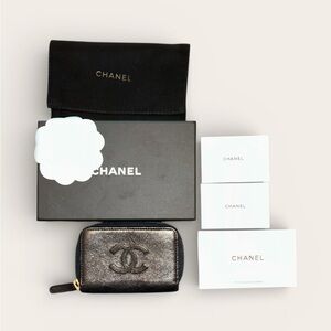 Chanel Petite Maroquinerie Vintage Zippy Card Wallet – Black Lambskin, Full Set